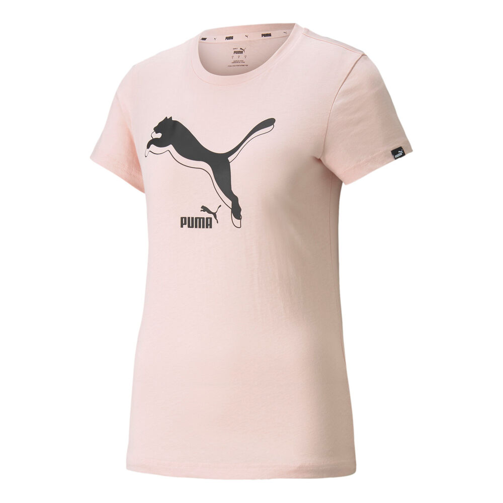 Puma Power Logo T-Shirt Damen - Rosa, Schwarz, Größe M